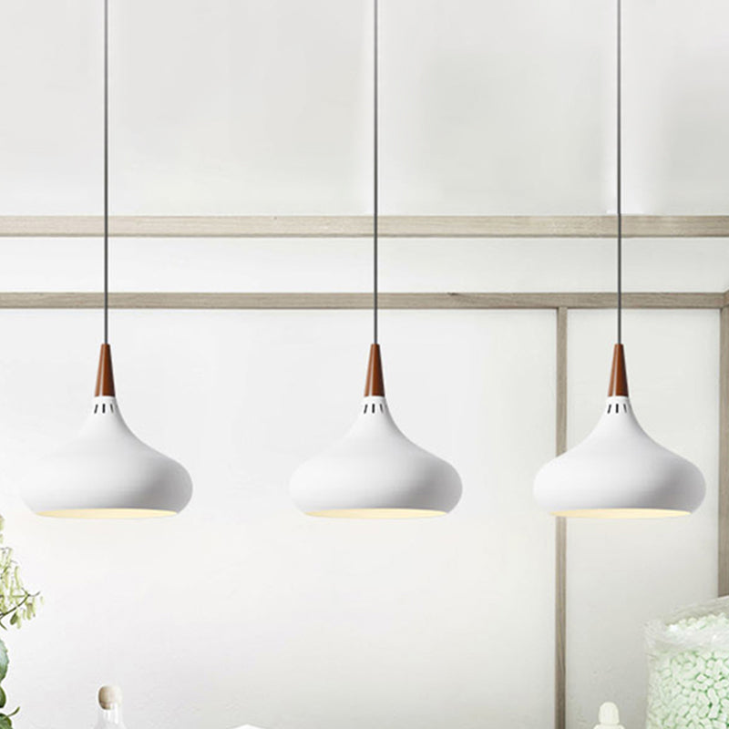 Nordic Teardrop Pendant Lighting - 8"/11"/12"W - Metal - 1 Light - Black/White/Pink