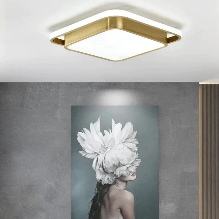Copper Living Room Lamp Square LED Ceiling Lamp
