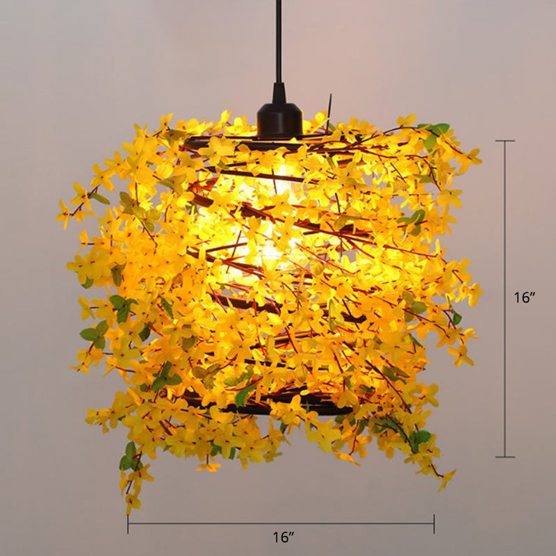 Lustre Art Déco en métal avec motif de fleurs artificielles pour l'éclairage de plafond de la salle à manger