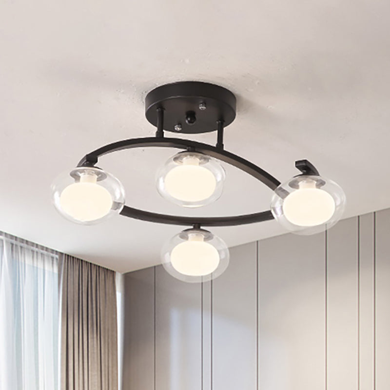 Lampe à bras pivotant pour montage semi-plafond avec abat-jour ovale - Lampe contemporaine en métal pour cafés