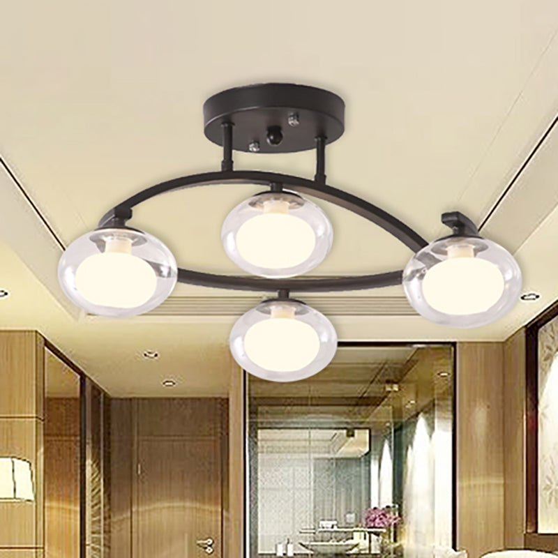 Lampe à bras pivotant pour montage semi-plafond avec abat-jour ovale - Lampe contemporaine en métal pour cafés