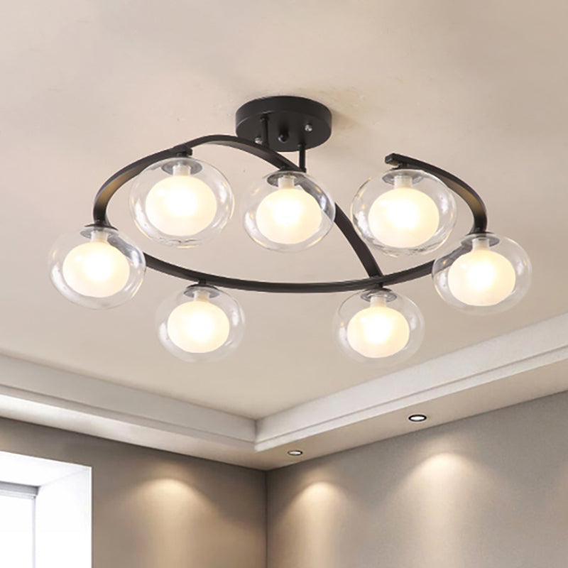 Lampe à bras pivotant pour montage semi-plafond avec abat-jour ovale - Lampe contemporaine en métal pour cafés