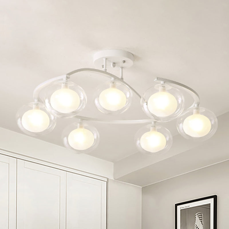 Lampe à bras pivotant pour montage semi-plafond avec abat-jour ovale - Lampe contemporaine en métal pour cafés