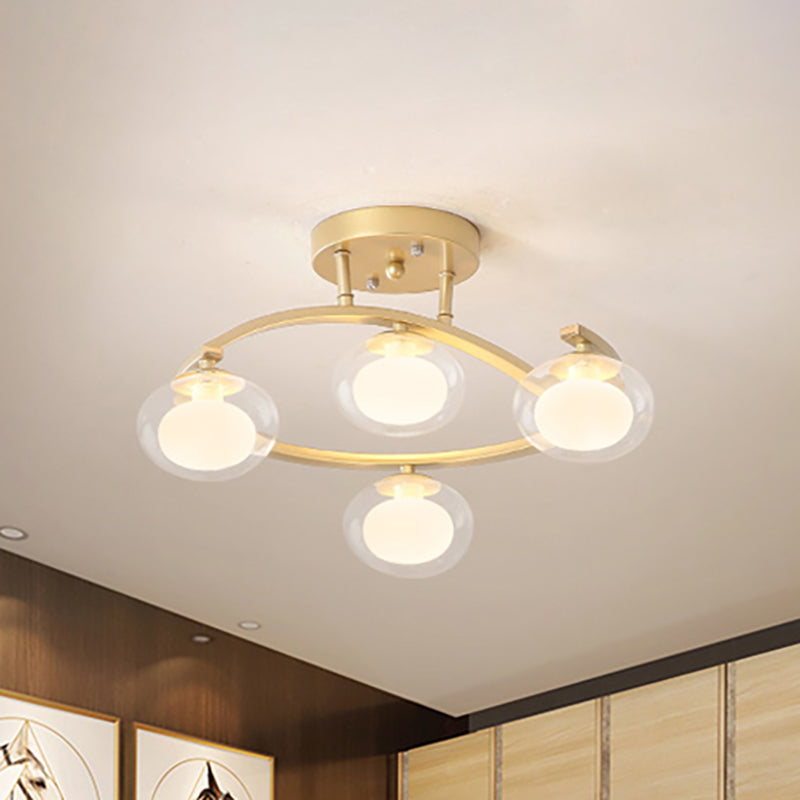 Lampe à bras pivotant pour montage semi-plafond avec abat-jour ovale - Lampe contemporaine en métal pour cafés