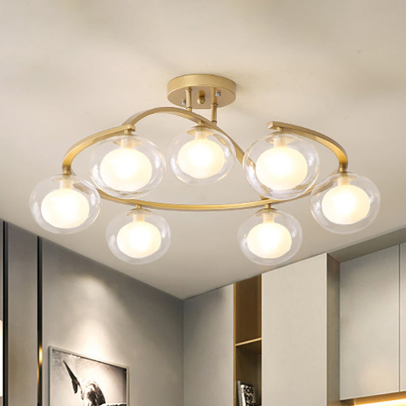 Lampe à bras pivotant pour montage semi-plafond avec abat-jour ovale - Lampe contemporaine en métal pour cafés