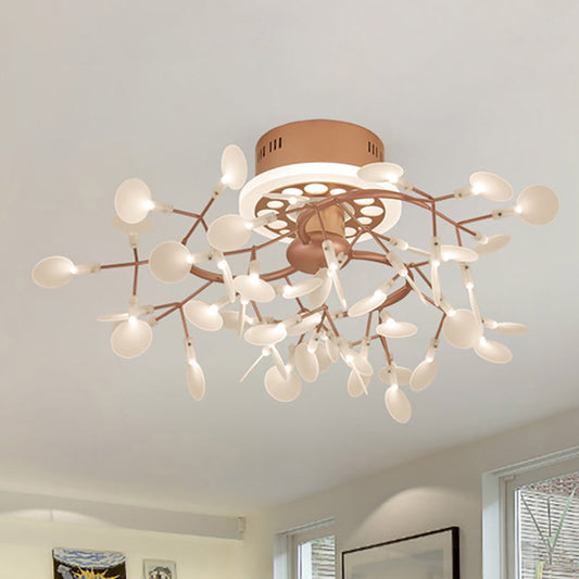 Rose Gold Metallic Branch Ceiling Lamp - Stunning Semi Flush Dining Room Ceiling Light