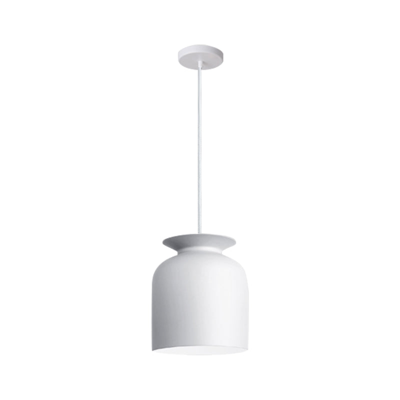 Modern Monochrome Bowl Pendant Lamp For Hotel Restaurants - Metal One-Light Suspension