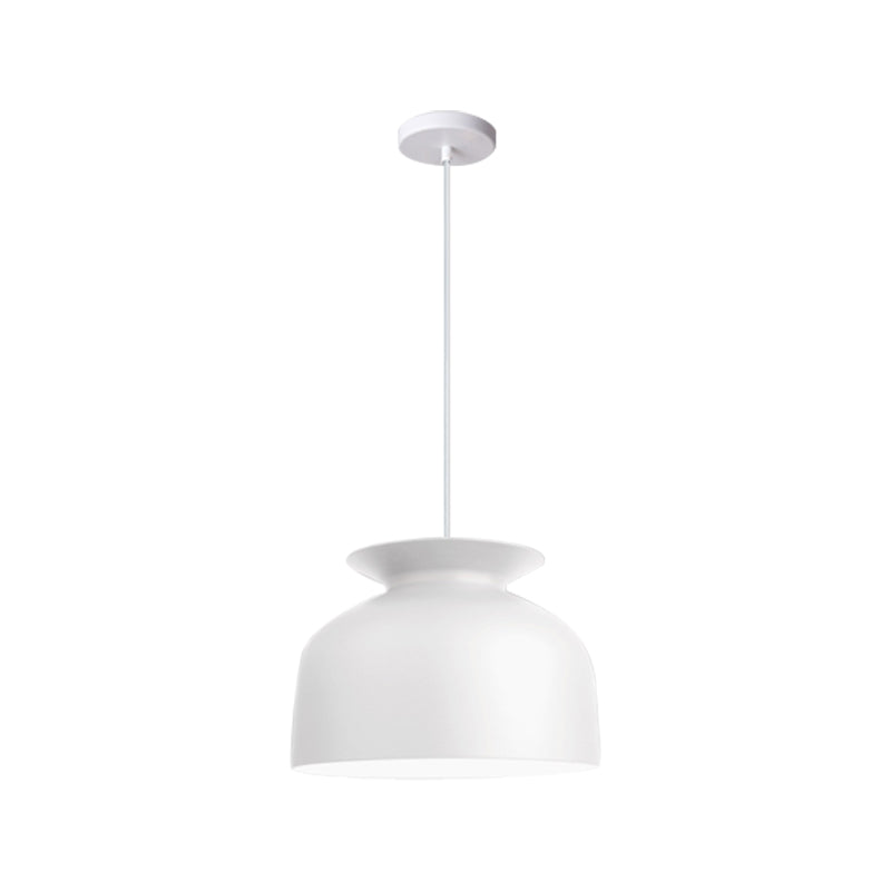 Modern Monochrome Bowl Pendant Lamp For Hotel Restaurants - Metal One-Light Suspension