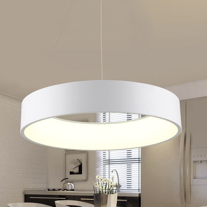 Minimalist Metal Ring Integrated LED Pendant Light - 3 Size & Color Options for Dining Room