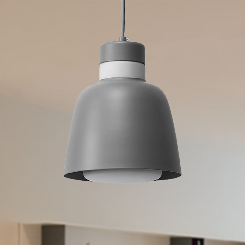 Modern Black/Pink/Yellow Bell Pendant Light - 1-Light Metal Hanging Lamp Kit