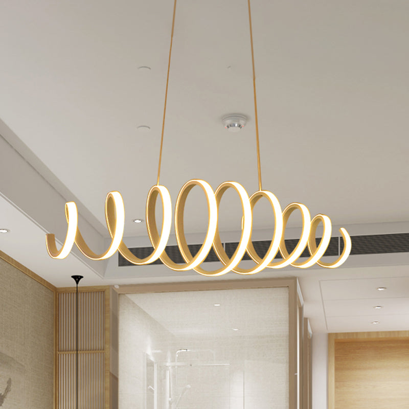 Modern Spring Acrylic LED Pendant Light in White - 27.5"/39" Wide Ceiling Hanging Fixture