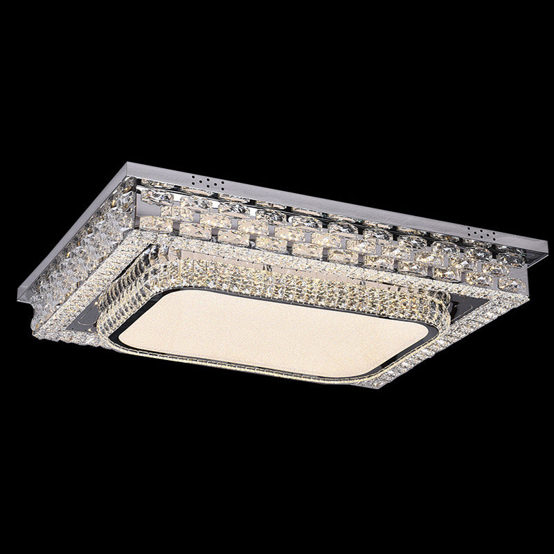 Modern Beveled Crystal Clear LED Ceiling Flushmount for Bedroom