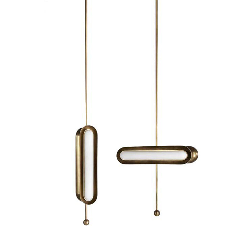 Gold Plated Led Hanging Light For Dining Room - Modern Metal Suspension Lighting