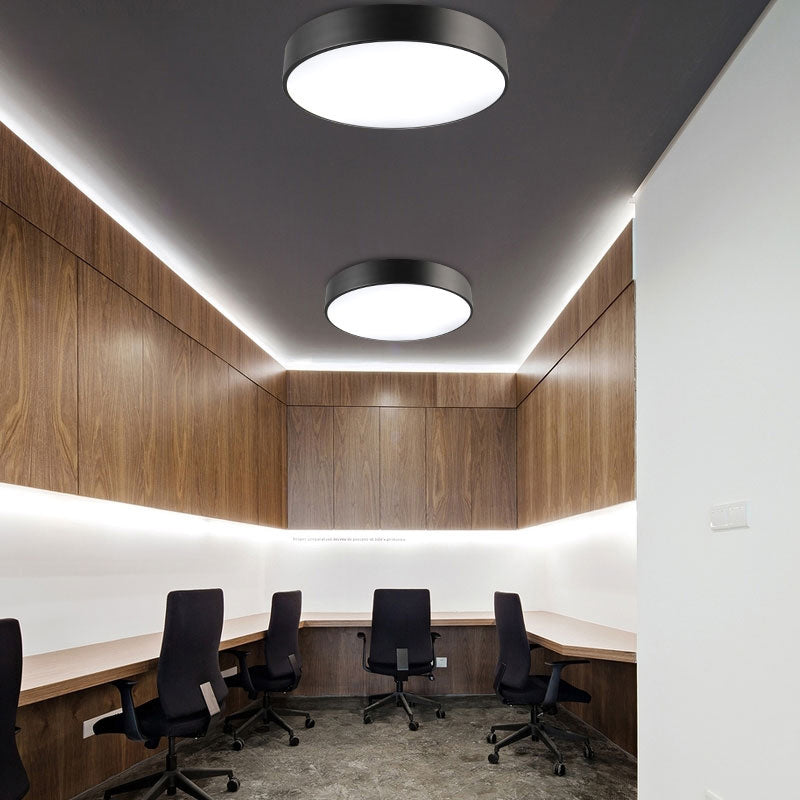 Simple Metal Round Flush Mount Ceiling Light With Led Ideal For Offices Acrylic Diffuser Included