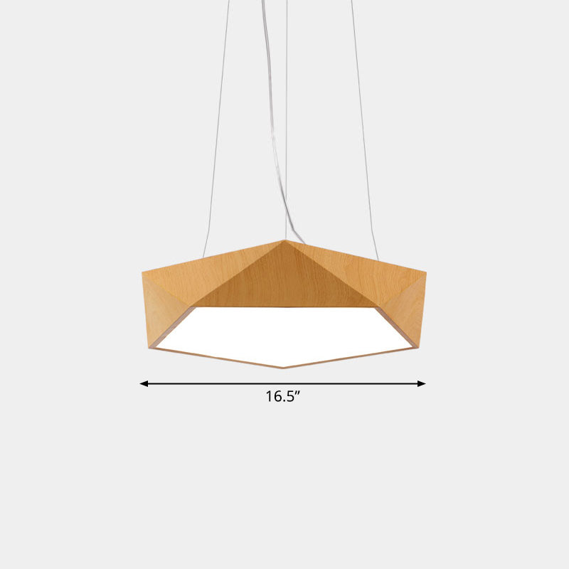 Nordic Acrylic Led Pendant Chandelier In Light Wood - Office Ceiling / 16.5 Third Gear