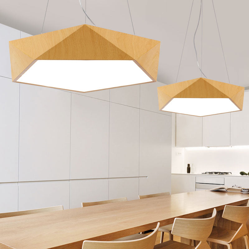 Nordic Acrylic Led Pendant Chandelier In Light Wood - Office Ceiling