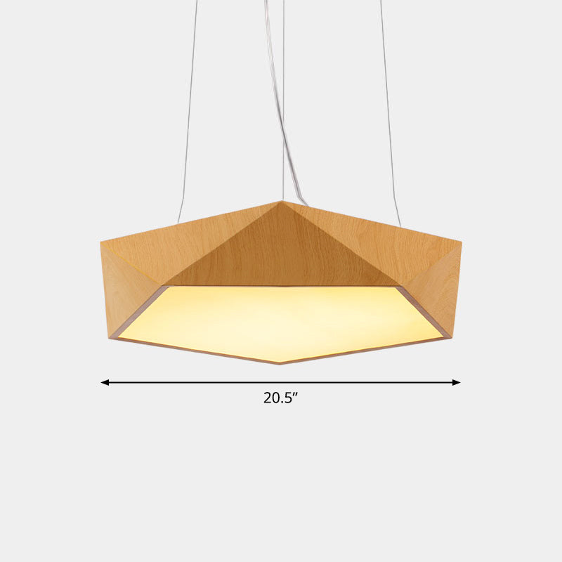 Nordic Acrylic Led Pendant Chandelier In Light Wood - Office Ceiling / 20.5 Warm