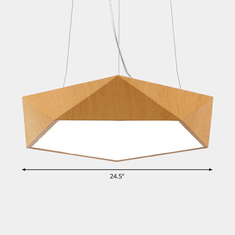 Nordic Acrylic Led Pendant Chandelier In Light Wood - Office Ceiling / 24.5 Third Gear