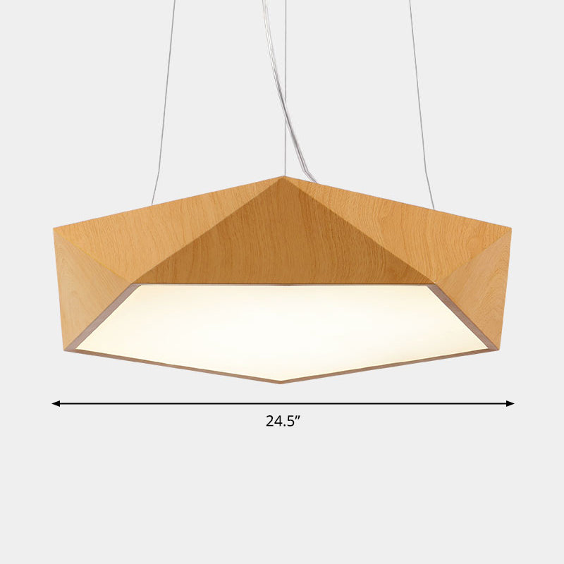Nordic Acrylic Led Pendant Chandelier In Light Wood - Office Ceiling / 24.5 Natural
