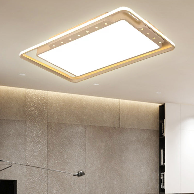 Rectangular Ceiling Light Fixture in Black/White - Simple Acrylic Flush Mount for Living Room with Warm/White Light - 16"/19.5"/32.5" Wide