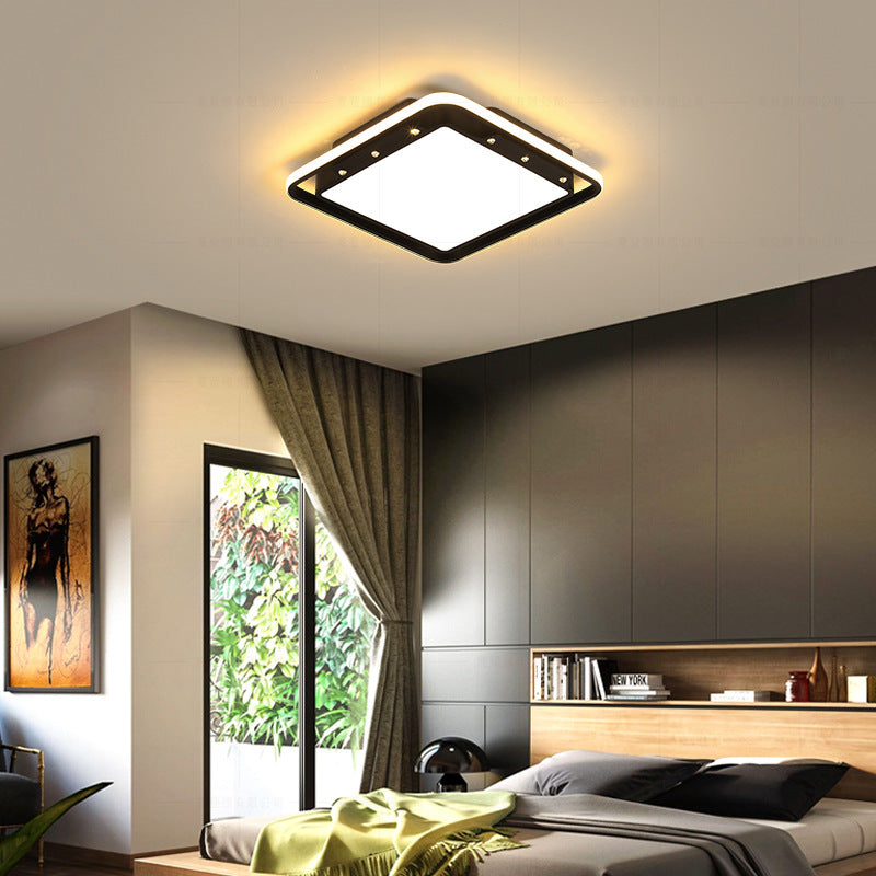 Rectangular Ceiling Light Fixture in Black/White - Simple Acrylic Flush Mount for Living Room with Warm/White Light - 16"/19.5"/32.5" Wide