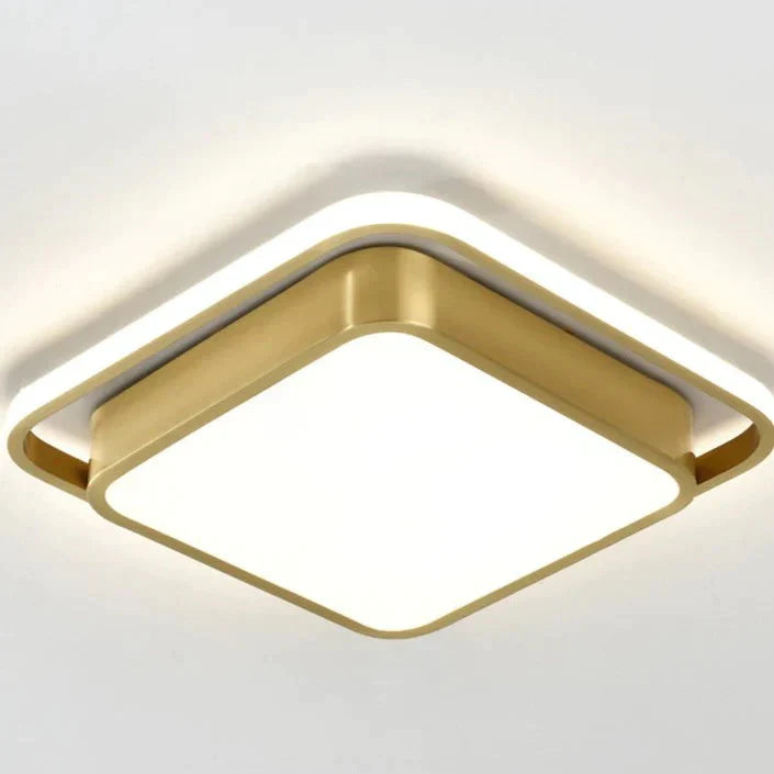 Copper Living Room Lamp Square LED Ceiling Lamp