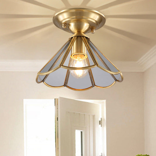 Traditional Gold Tapered Semi Flush Mount Ceiling Light for Living Room