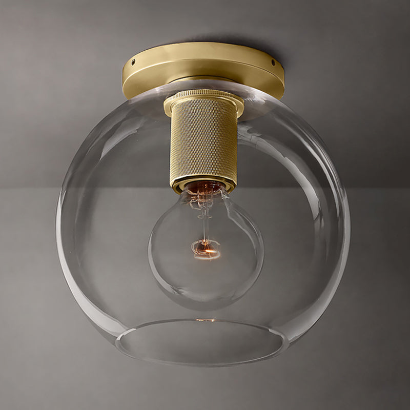 Modern Clear Glass Flush Mount Ceiling Light Fixture for Living Room in 3 Finishes