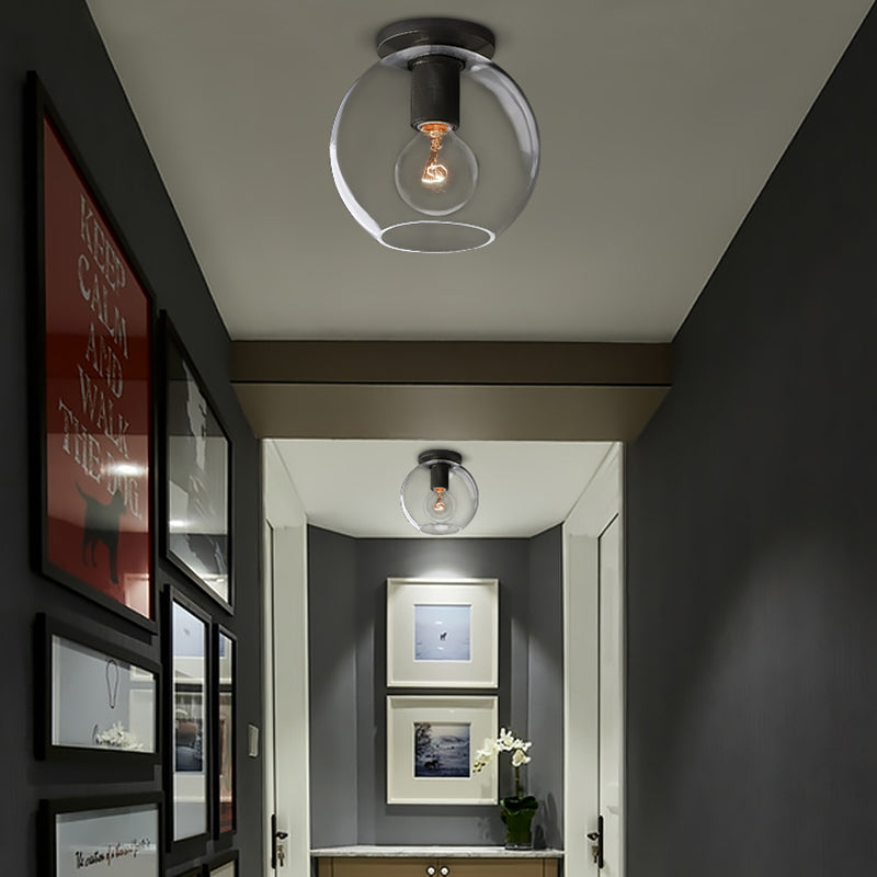 Modern Clear Glass Flush Mount Ceiling Light Fixture for Living Room in 3 Finishes