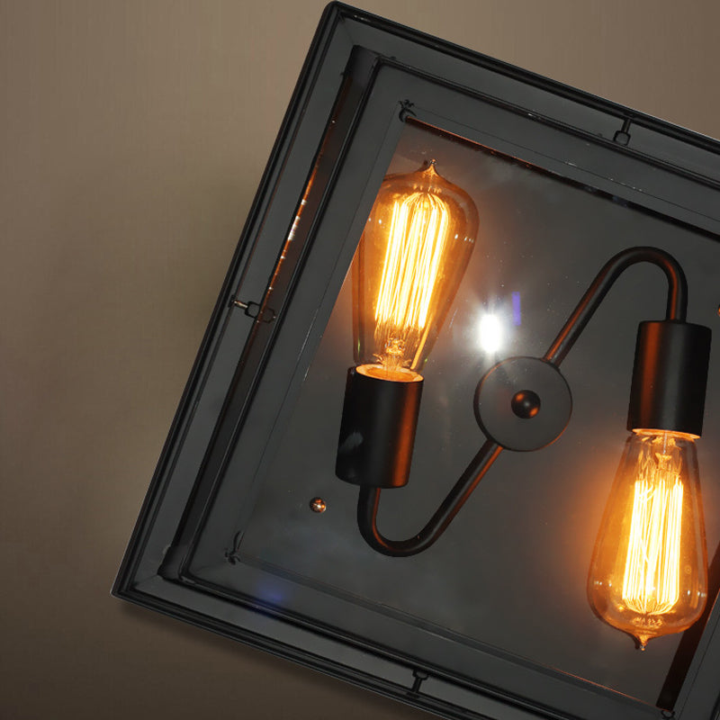 Tradition Flush Mount Ceiling Light Fixture with Clear Glass and 3 Bulbs - Black for Bedroom
