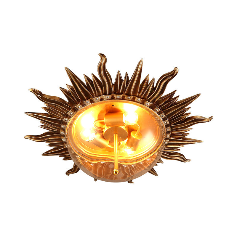Dome Flush Ceiling Light: Traditional Clear Glass 3-Bulb Aged Silver Design for Living Room