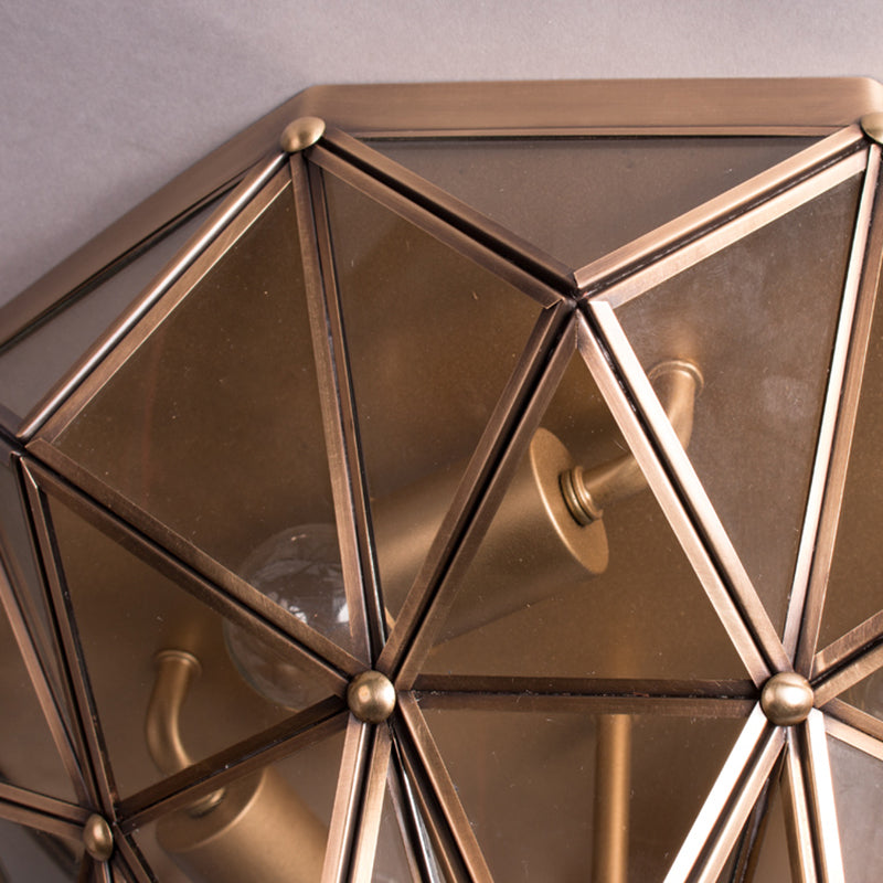 Geometric Black/Brass Glass Ceiling Light Fixture with 4 Bulbs for Bathroom