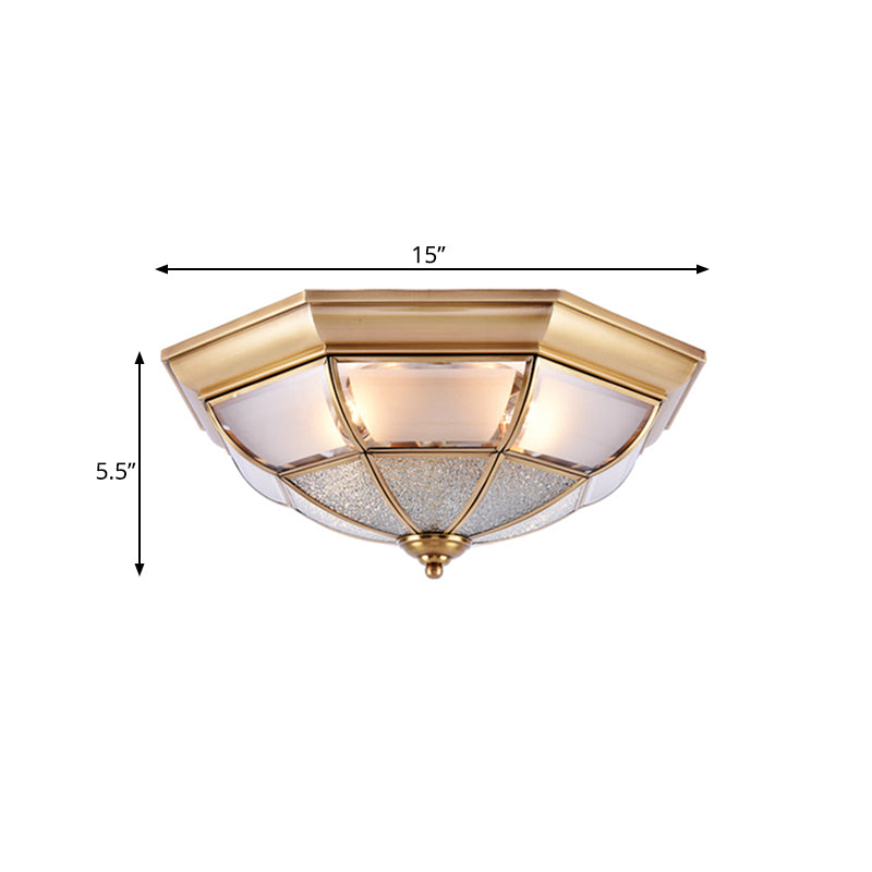 Traditional Water Glass Brass Cone Flush Mount Ceiling Light Fixture - 6/8/10 Bulbs, Hallway Décor - 15"/19.5"/23" Wide