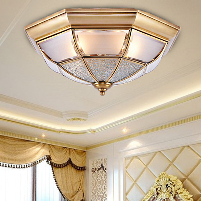 Traditional Water Glass Brass Cone Flush Mount Ceiling Light Fixture - 6/8/10 Bulbs, Hallway Décor - 15"/19.5"/23" Wide