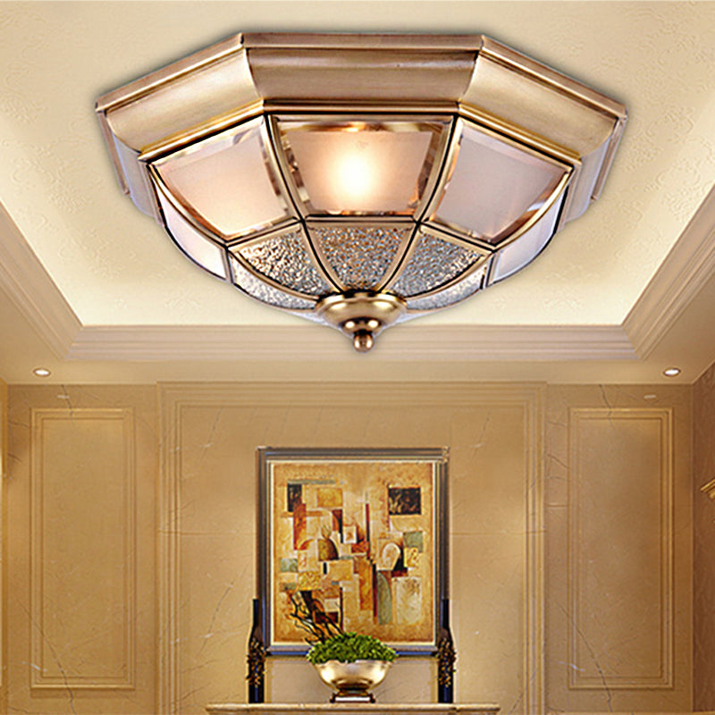 Traditional Water Glass Brass Cone Flush Mount Ceiling Light Fixture - 6/8/10 Bulbs, Hallway Décor - 15"/19.5"/23" Wide