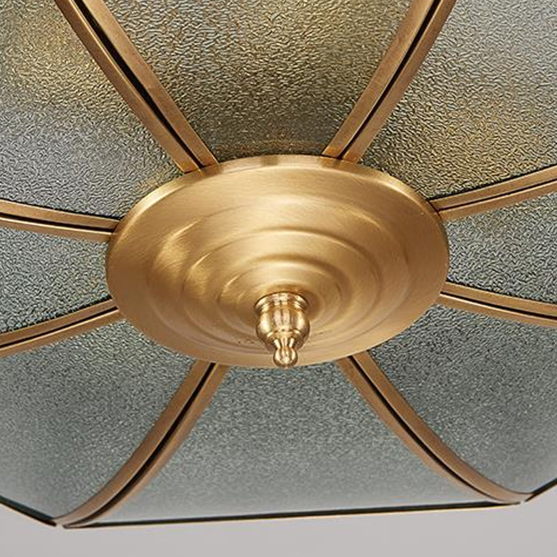 Tradition Textured Glass Octagon Flush Mount Ceiling Light Fixture: Brass 4 Bulbs Bedroom