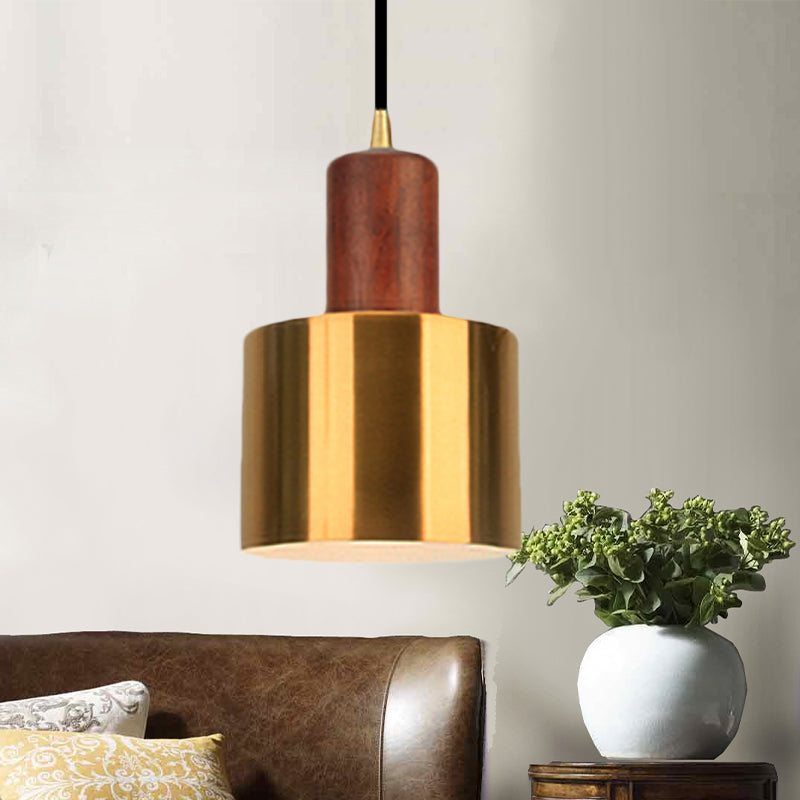 Gold Metallic Kitchen Pendant Light in Modern Drum Shape