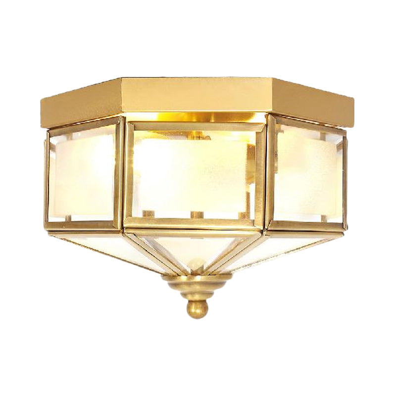 Luminaire encastré géométrique avec verre dépoli en laiton - Idéal pour montage sur balcon ou au plafond