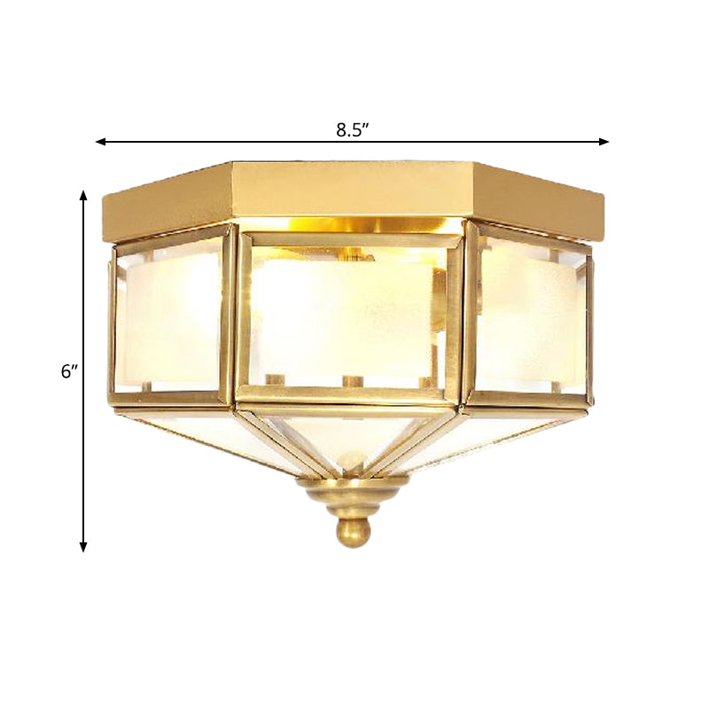 Luminaire encastré géométrique avec verre dépoli en laiton - Idéal pour montage sur balcon ou au plafond