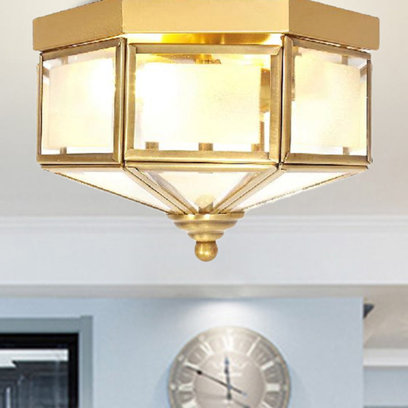 Luminaire encastré géométrique avec verre dépoli en laiton - Idéal pour montage sur balcon ou au plafond