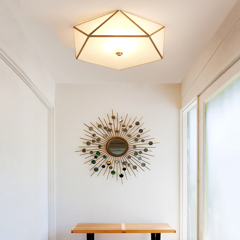 Lustre encastré en verre géométrique moderne - Plafonnier à 3 têtes pour salon