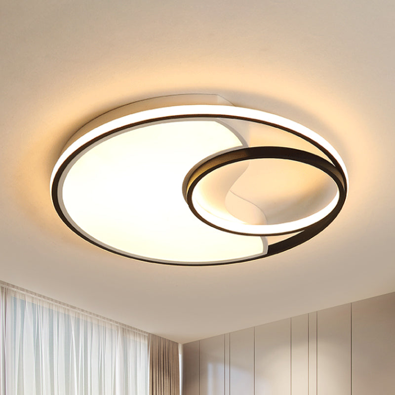 Modern LED Flush Mount Ceiling Lamp for Bathroom or Hallway - Sun Moon Design