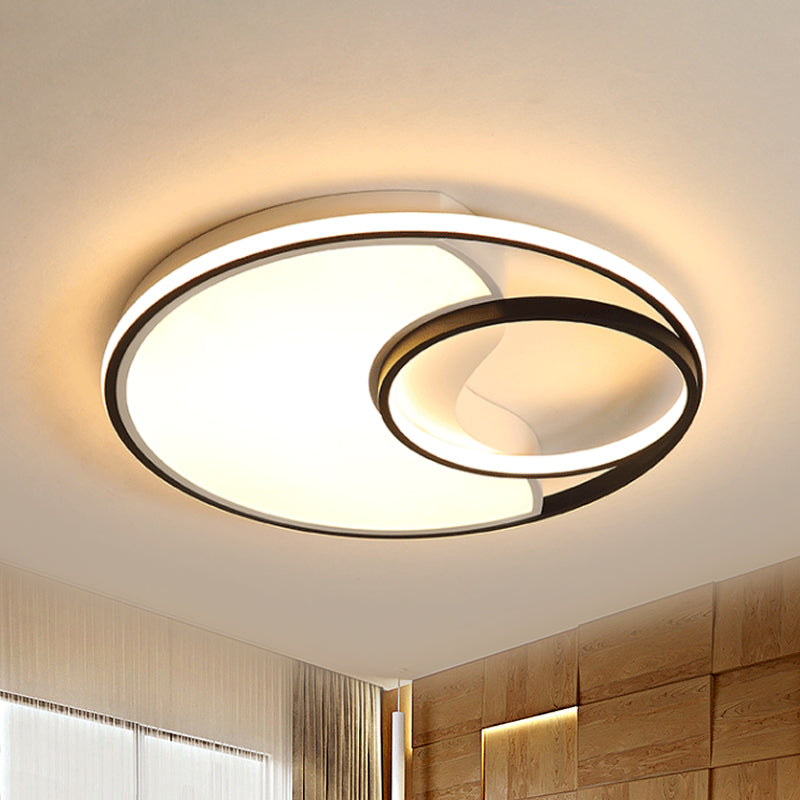Modern LED Flush Mount Ceiling Lamp for Bathroom or Hallway - Sun Moon Design