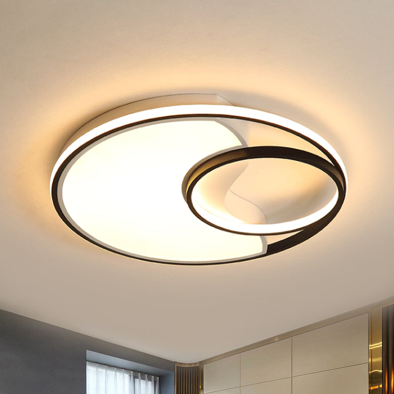 Modern LED Flush Mount Ceiling Lamp for Bathroom or Hallway - Sun Moon Design