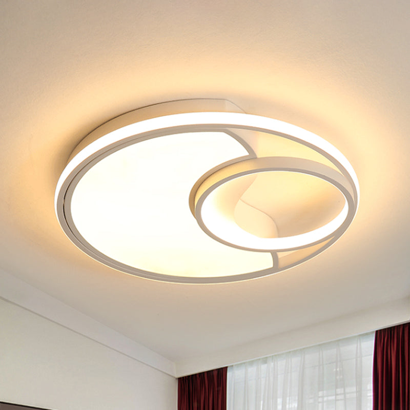 Modern LED Flush Mount Ceiling Lamp for Bathroom or Hallway - Sun Moon Design