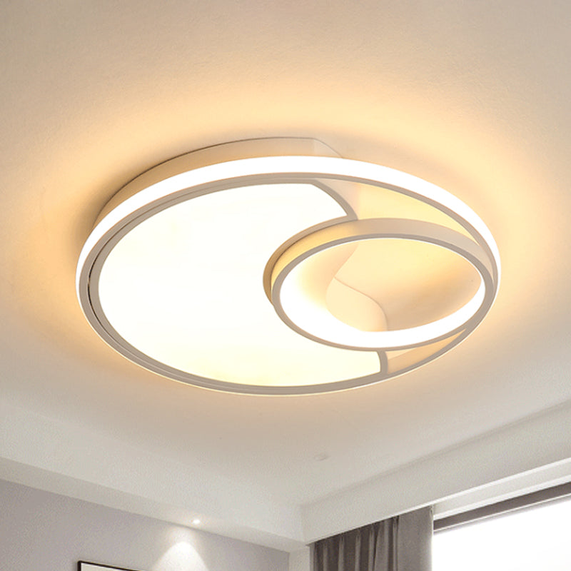 Modern LED Flush Mount Ceiling Lamp for Bathroom or Hallway - Sun Moon Design