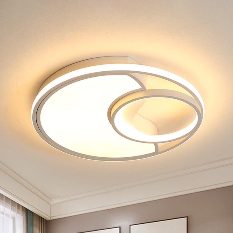 Modern LED Flush Mount Ceiling Lamp for Bathroom or Hallway - Sun Moon Design