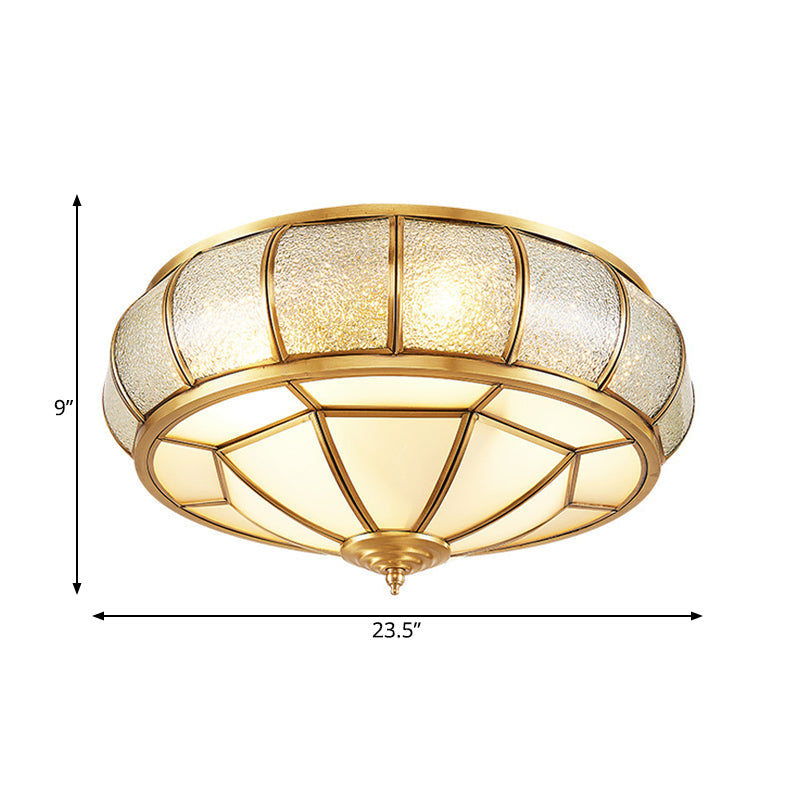 Water Glass Brass Circle Flush Mount Ceiling Light Fixture for Hallway - 3/4/6 Bulbs - 14"/18"/23.5" Wide