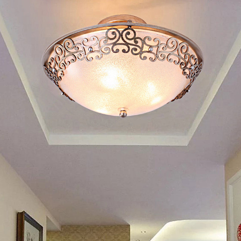 Plafonnier semi-encastré en forme de bol noir/laiton élégant avec verre dépoli classique | Illuminez votre chambre avec 3/5 lumières