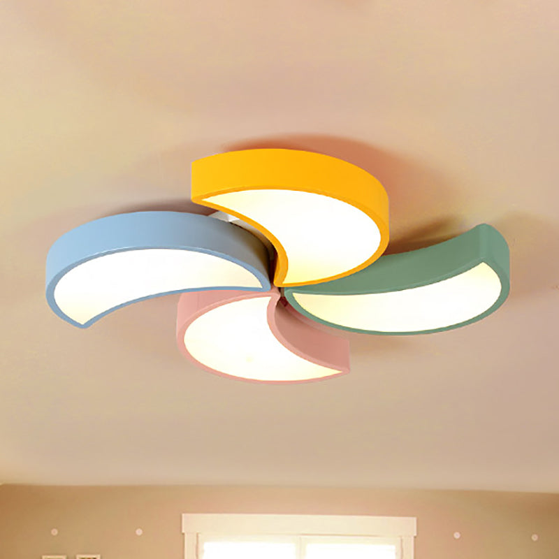 Crescent Shape Art Deco Ceiling Light Fixture: Acrylic Multi Color Flush Mount for Nursing Room